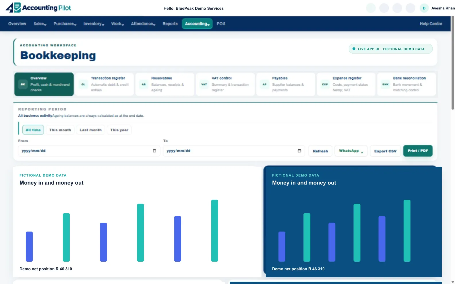 Accounting Pilot bookkeeping workspace